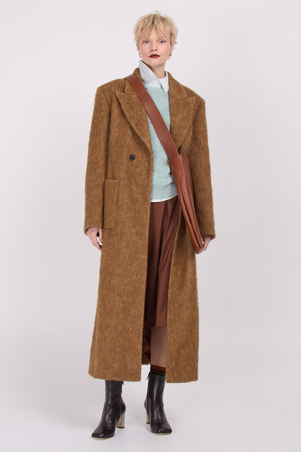 Esteban long coat in toffee