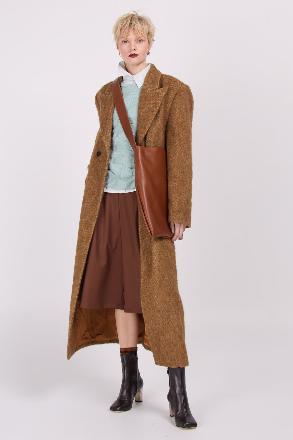 Esteban long coat in toffee