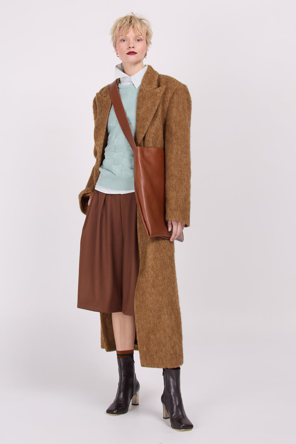 Esteban long coat in toffee