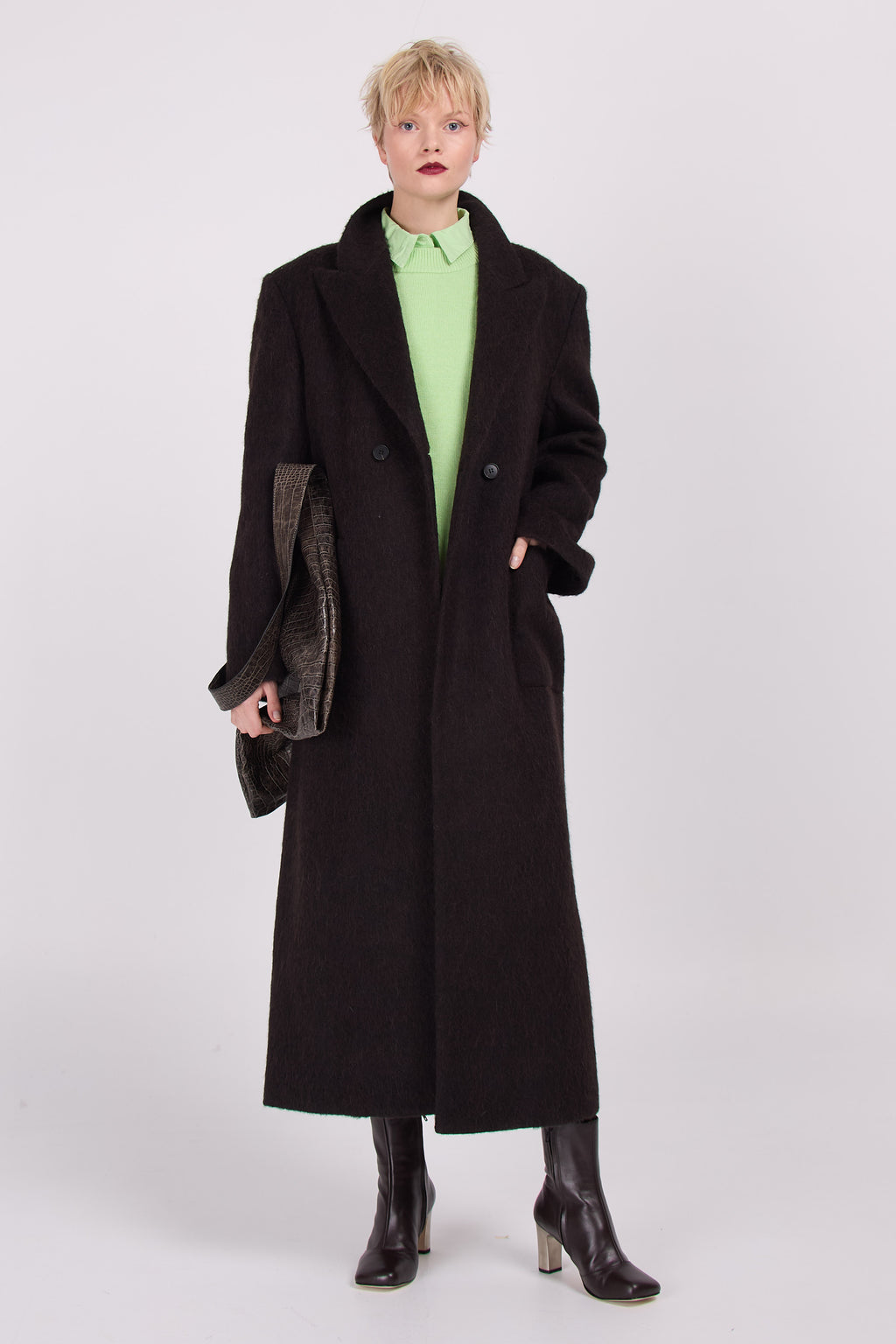 Esteban long coat in java brown