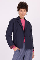 Diego blauwe blazer met rode spikkel