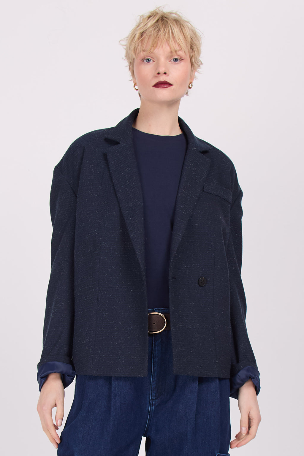 Diego navy wool-look blazer