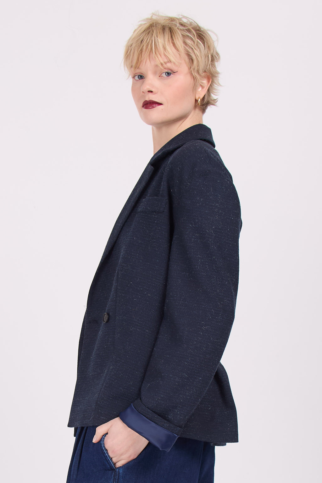 Diego navy wool-look blazer