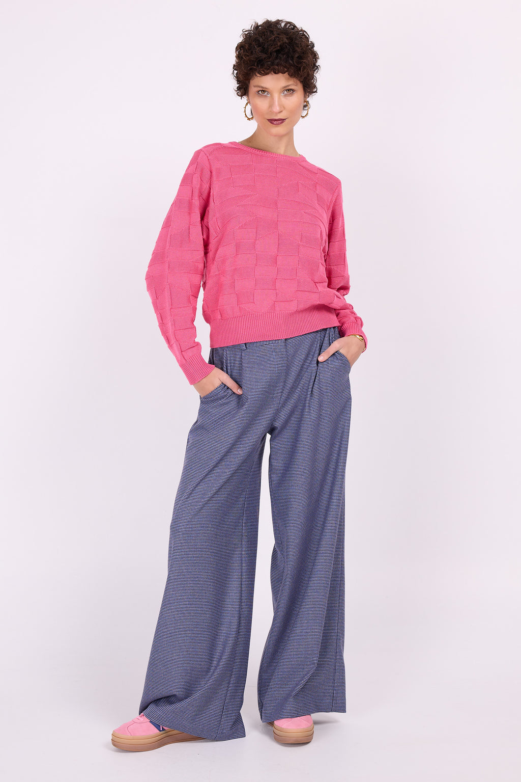 Edward trousers in blue houndstooth