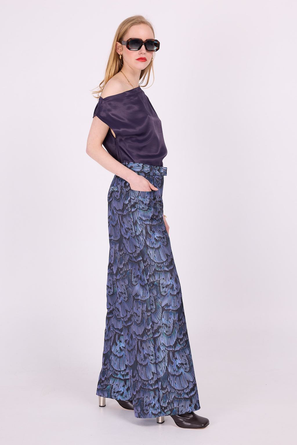 Bolivar broek in blue lilac dragonfly