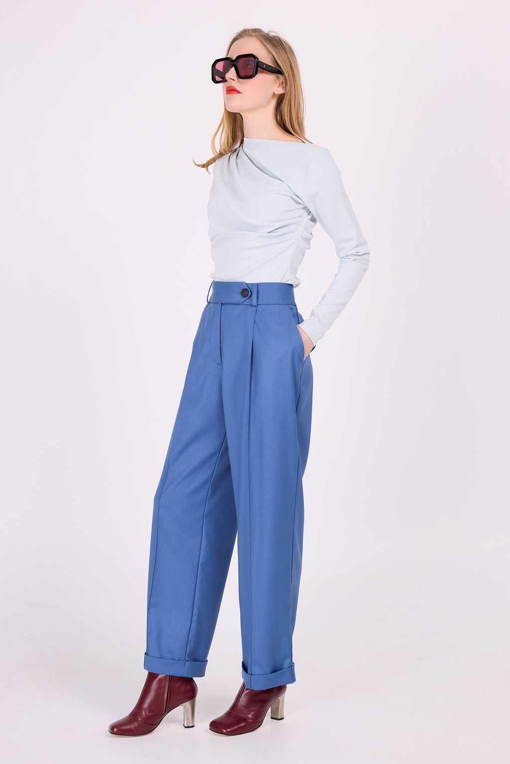 Enzo steel blue trousers