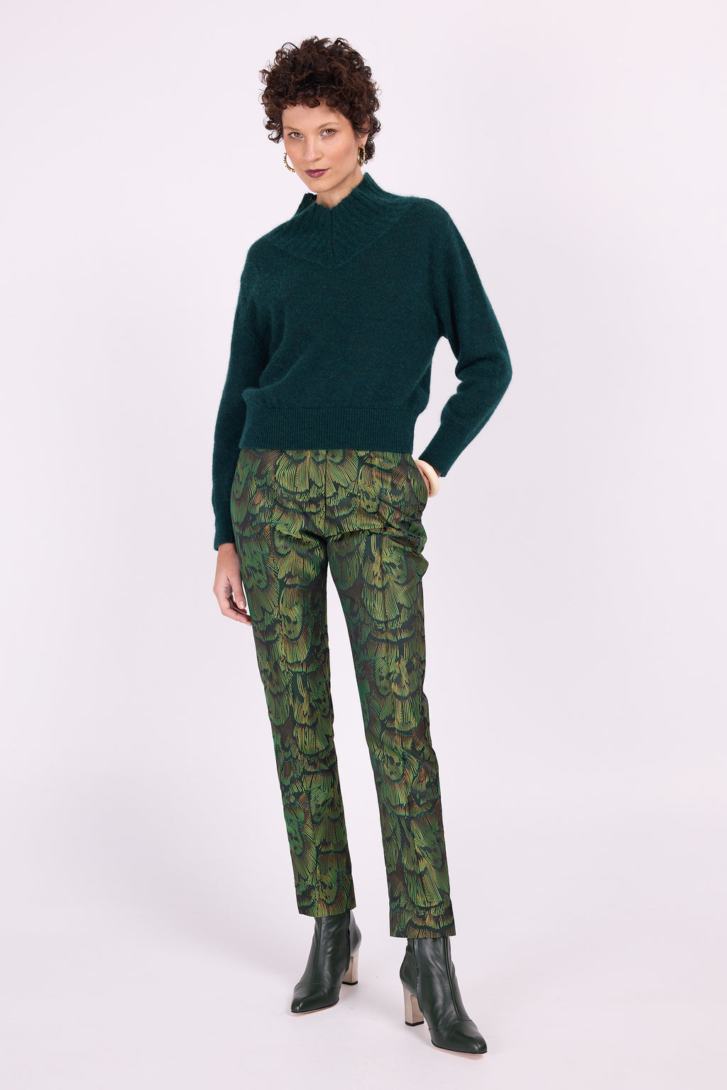 Emiel trousers in green gold dragonfly