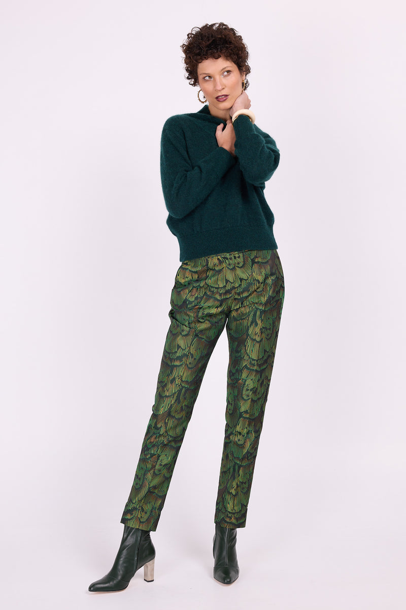 Emiel trousers in green gold dragonfly