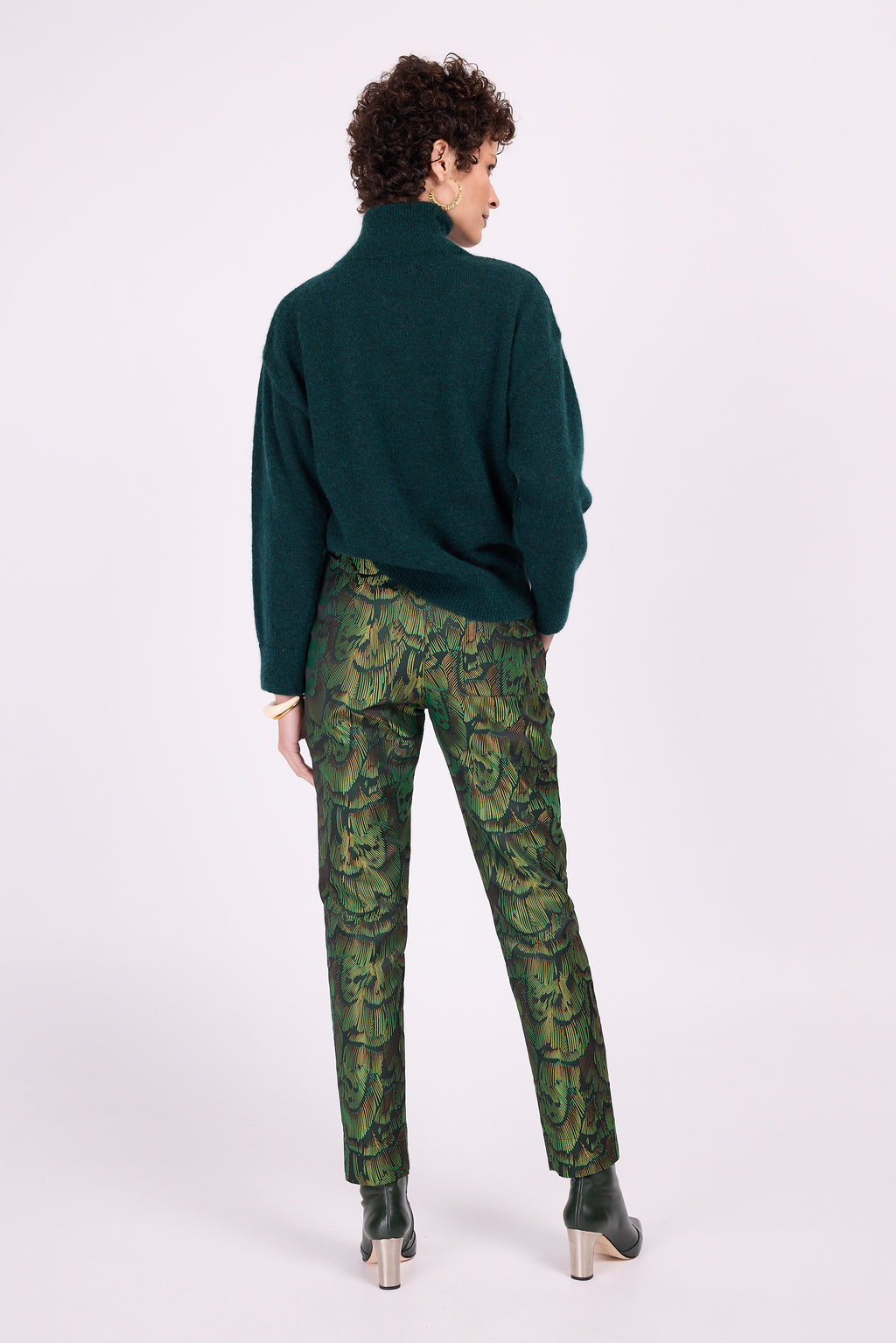 Emiel trousers in green gold dragonfly