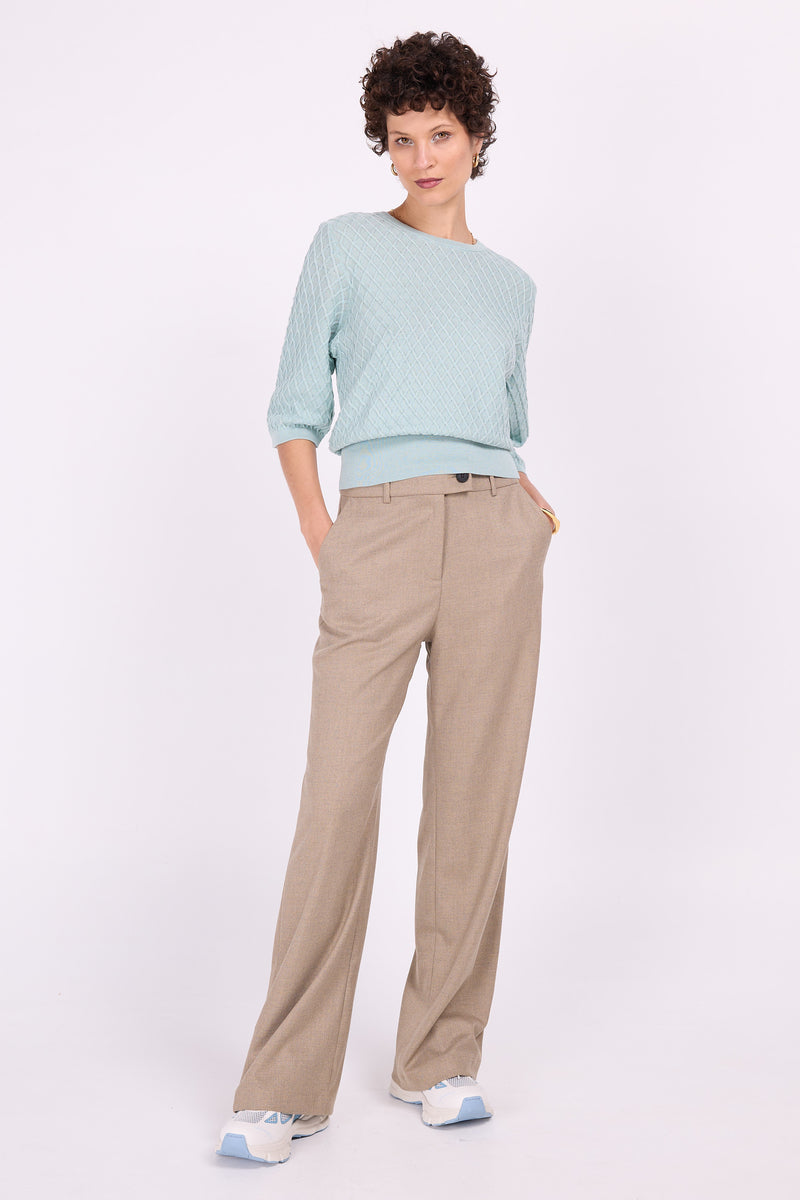 Annie marled beige and blue trousers