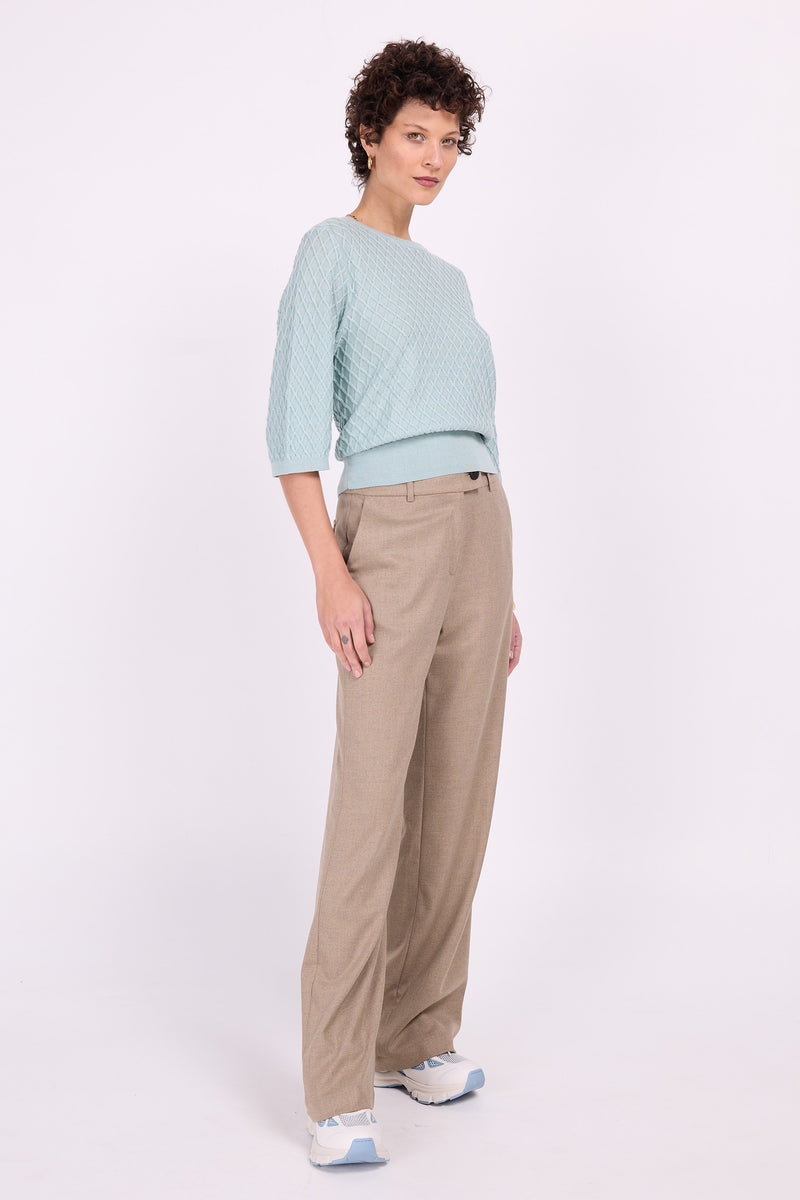 Annie marled beige and blue trousers