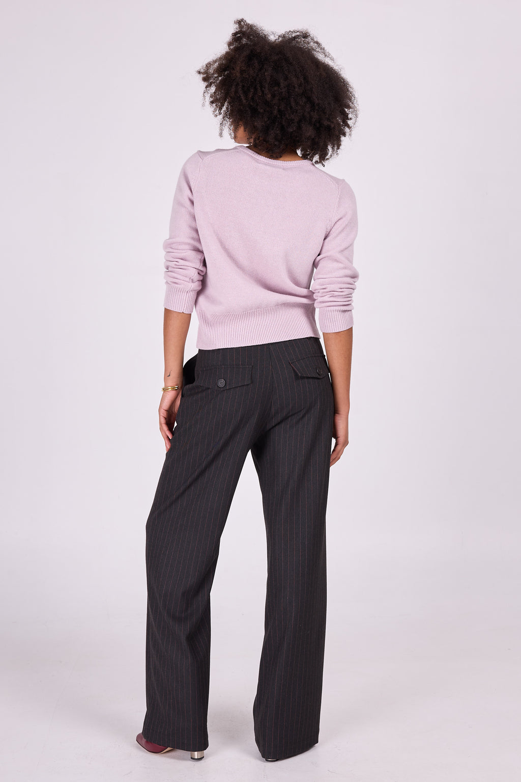 Annie trousers with pink pinstripe