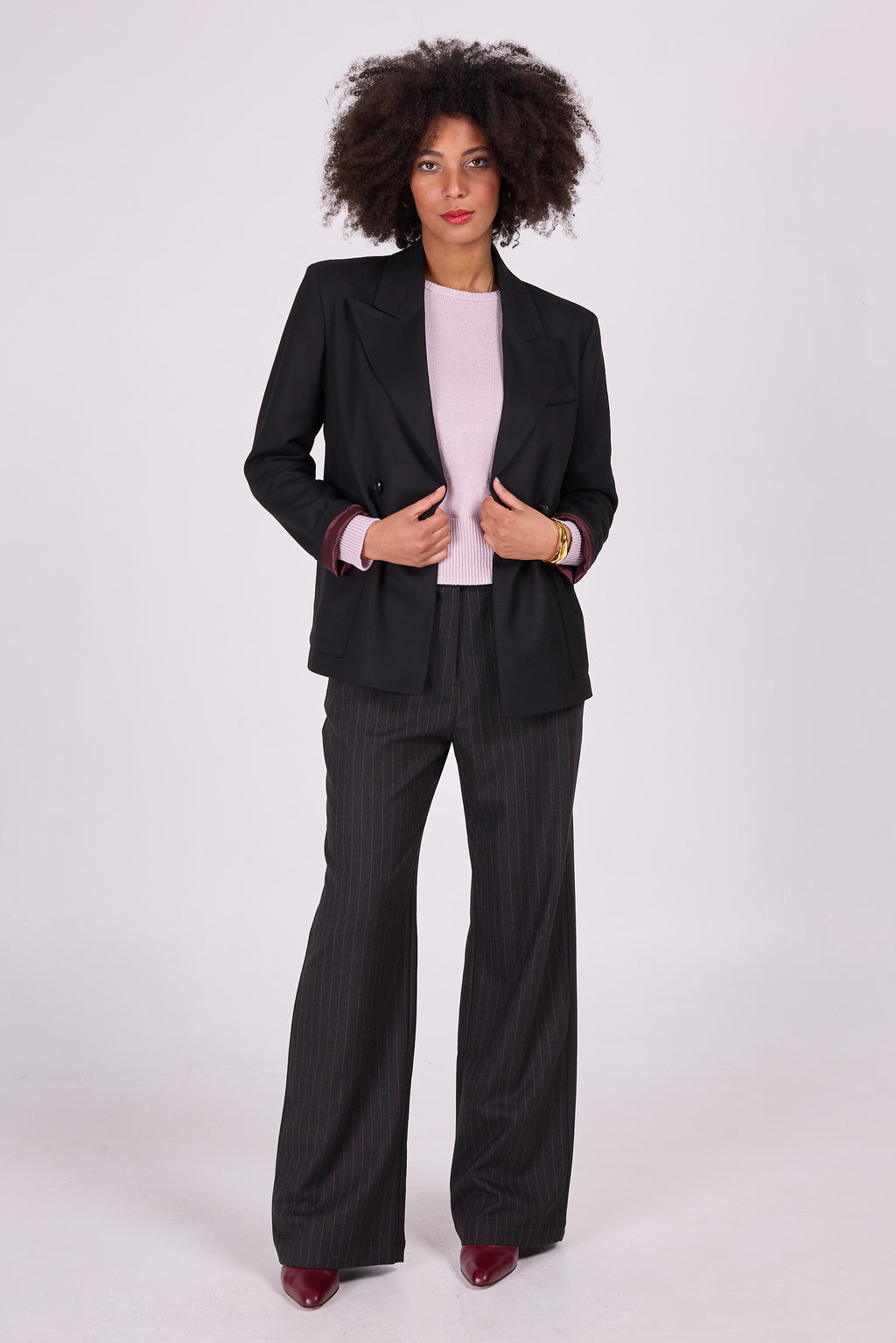 Annie trousers with pink pinstripe