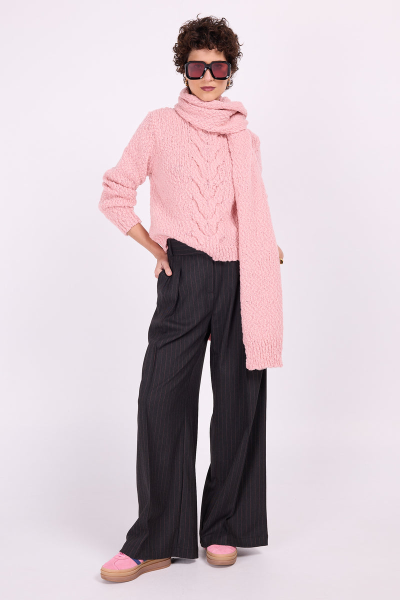 Cezar trousers with pink pinstripe