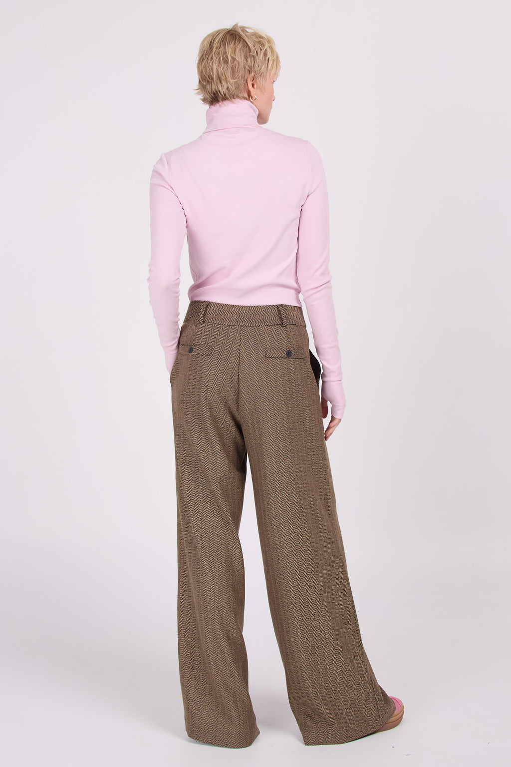 Zoella trousers in coffee herringbone