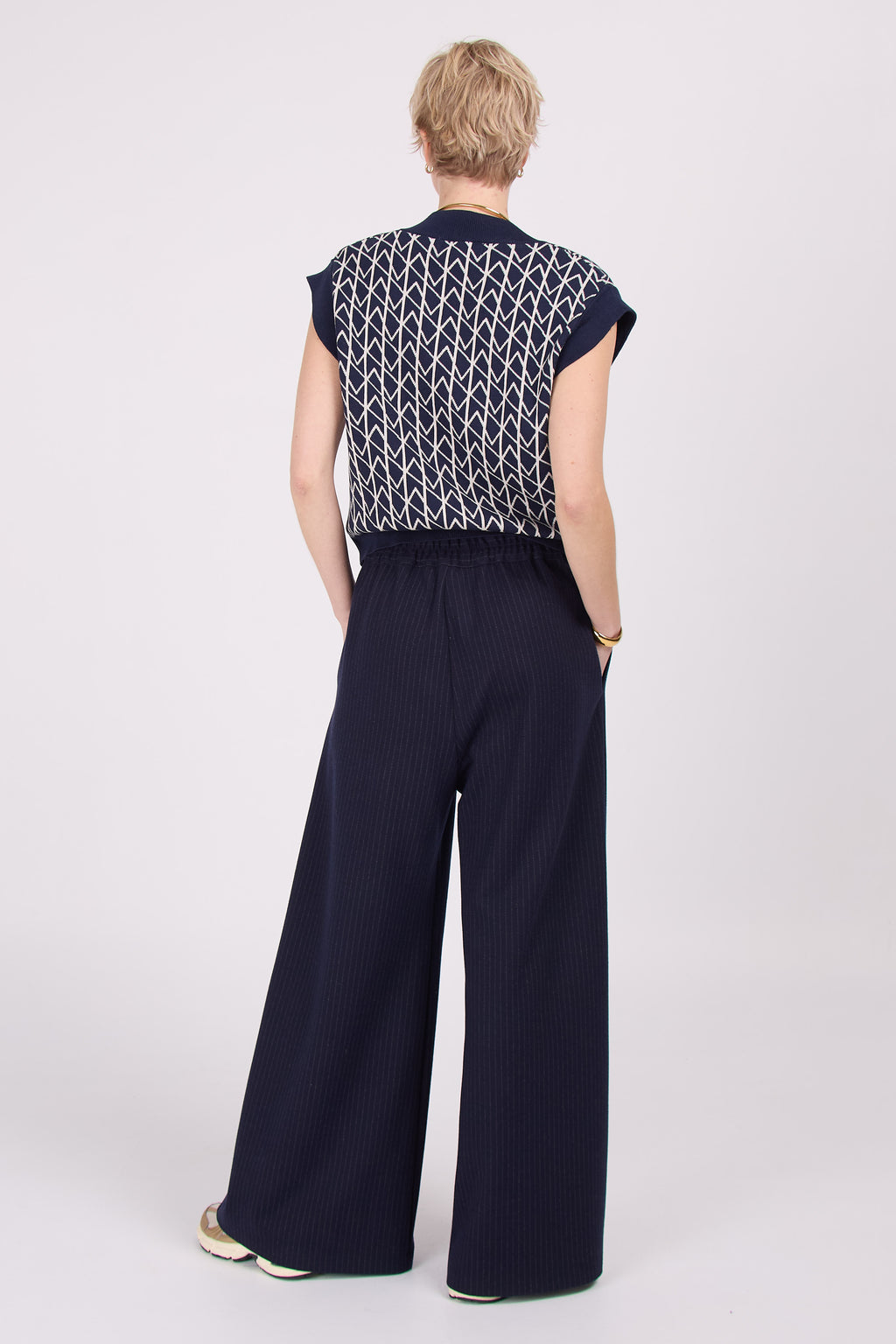 Egbert navy broek met krijtstreep