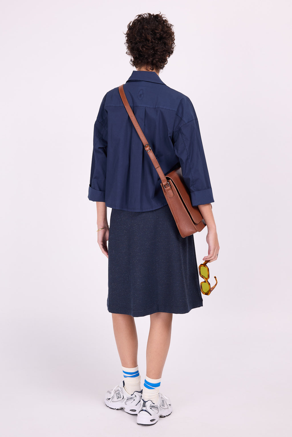 Eloise navy wool-look rok