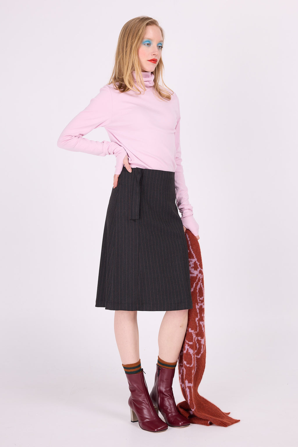 Eloise skirt with pink pinstripe