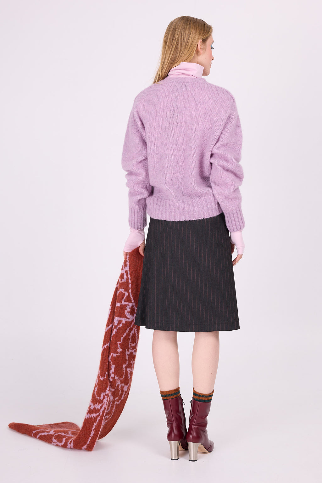 Eloise skirt with pink pinstripe