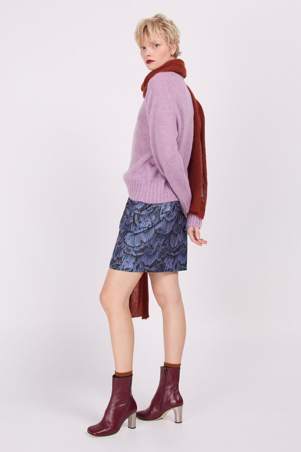 Chanel skirt in blue lilac dragonfly