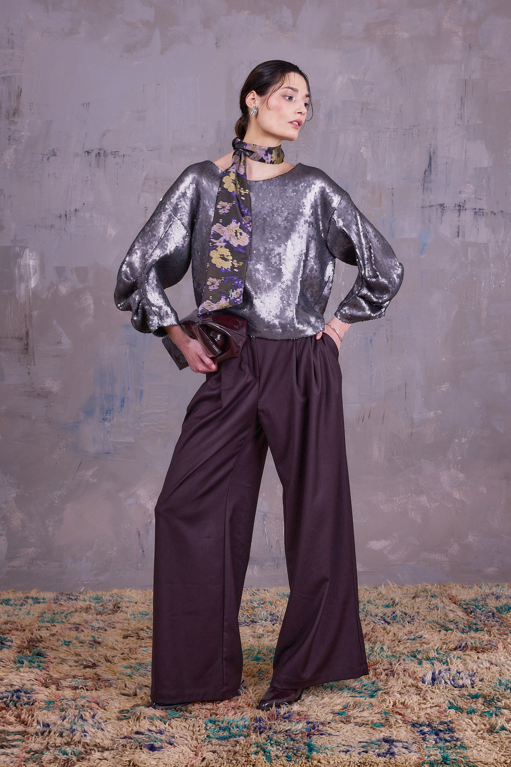 Camille zilveren blouse