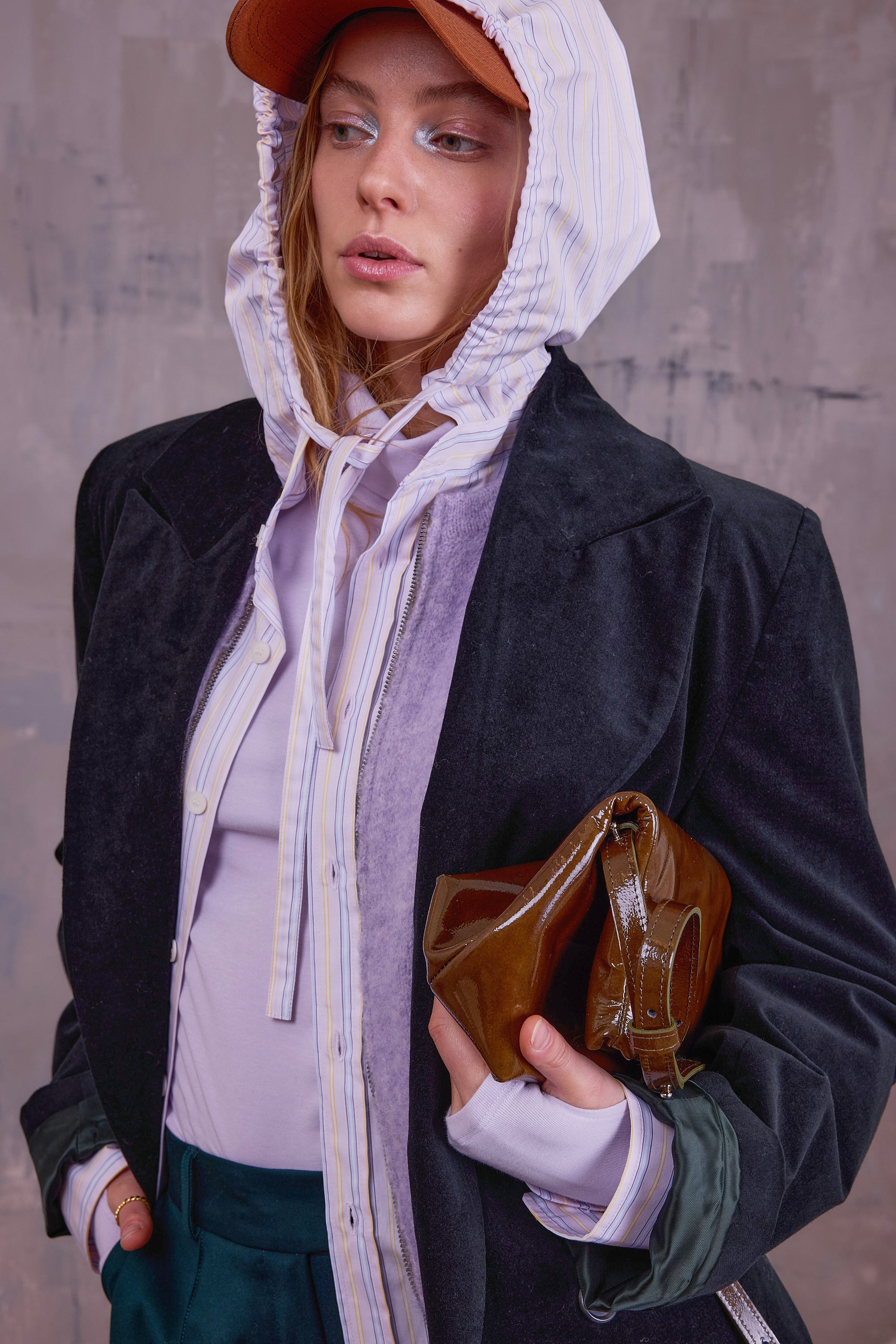 Gonzola hemd in lilac blue vintage cotton stripes