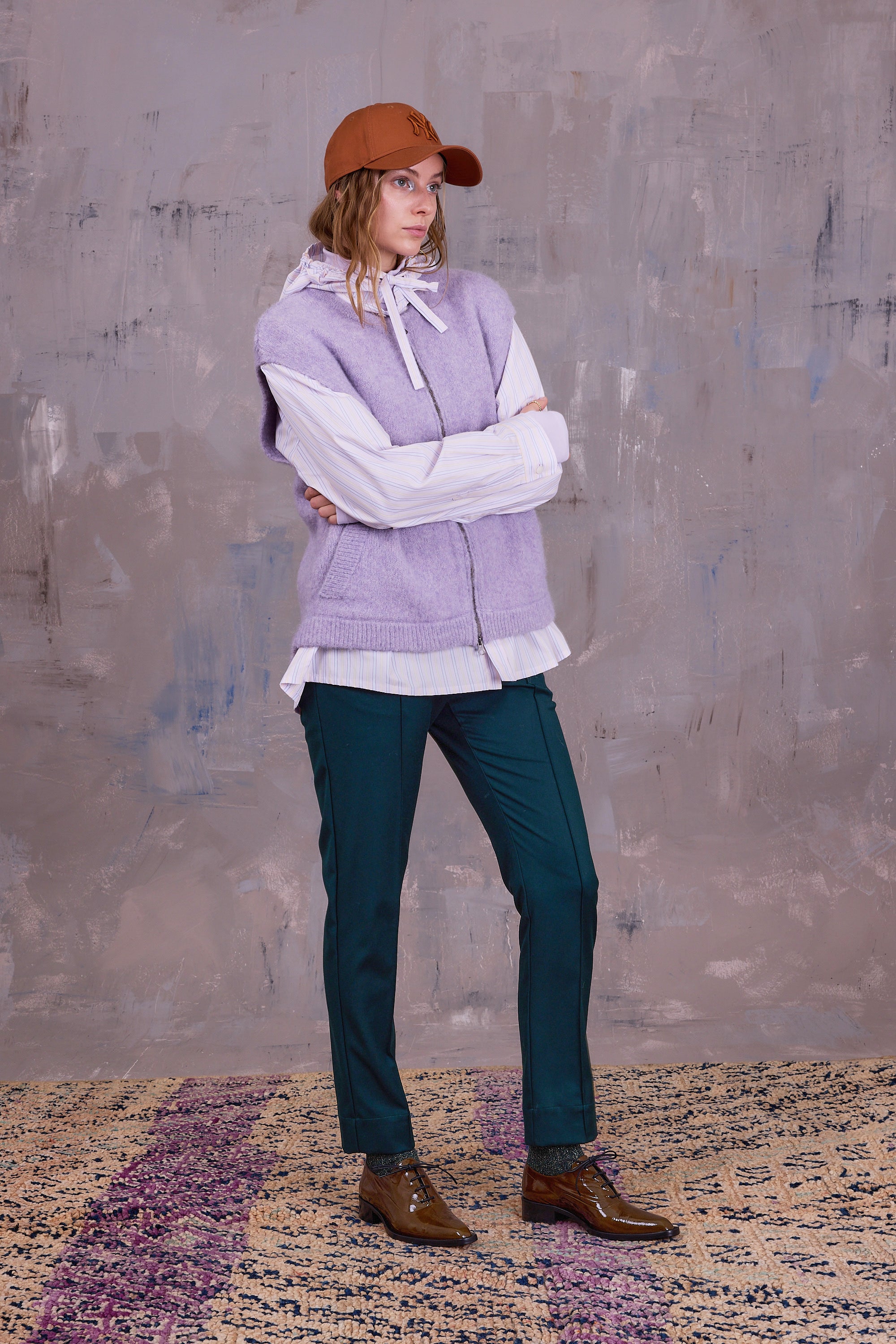 Gonzola hemd in lilac blue vintage cotton stripes