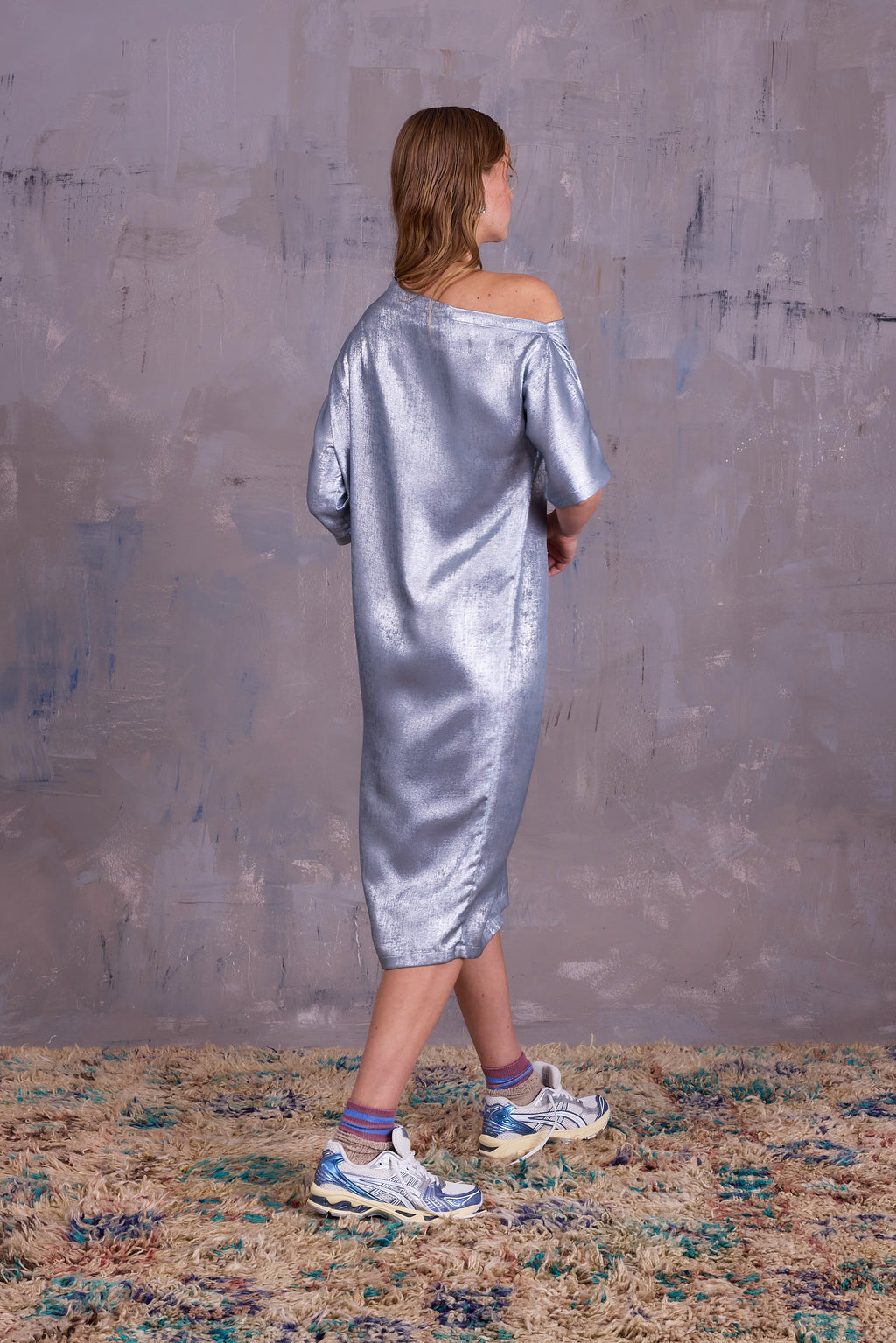 Esra jurk in shiny silver