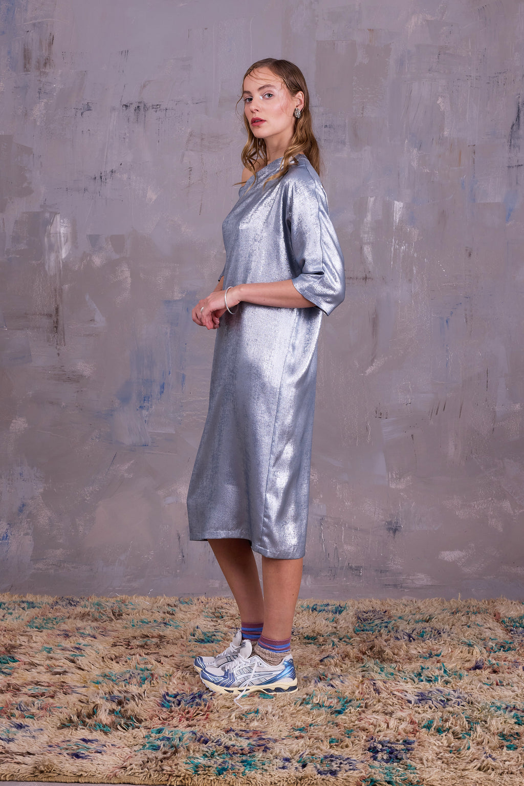 Esra jurk in shiny silver