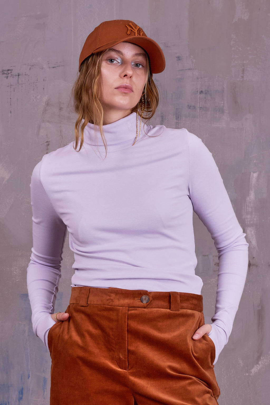 Gisely rolkraag T-shirt in orchid hush