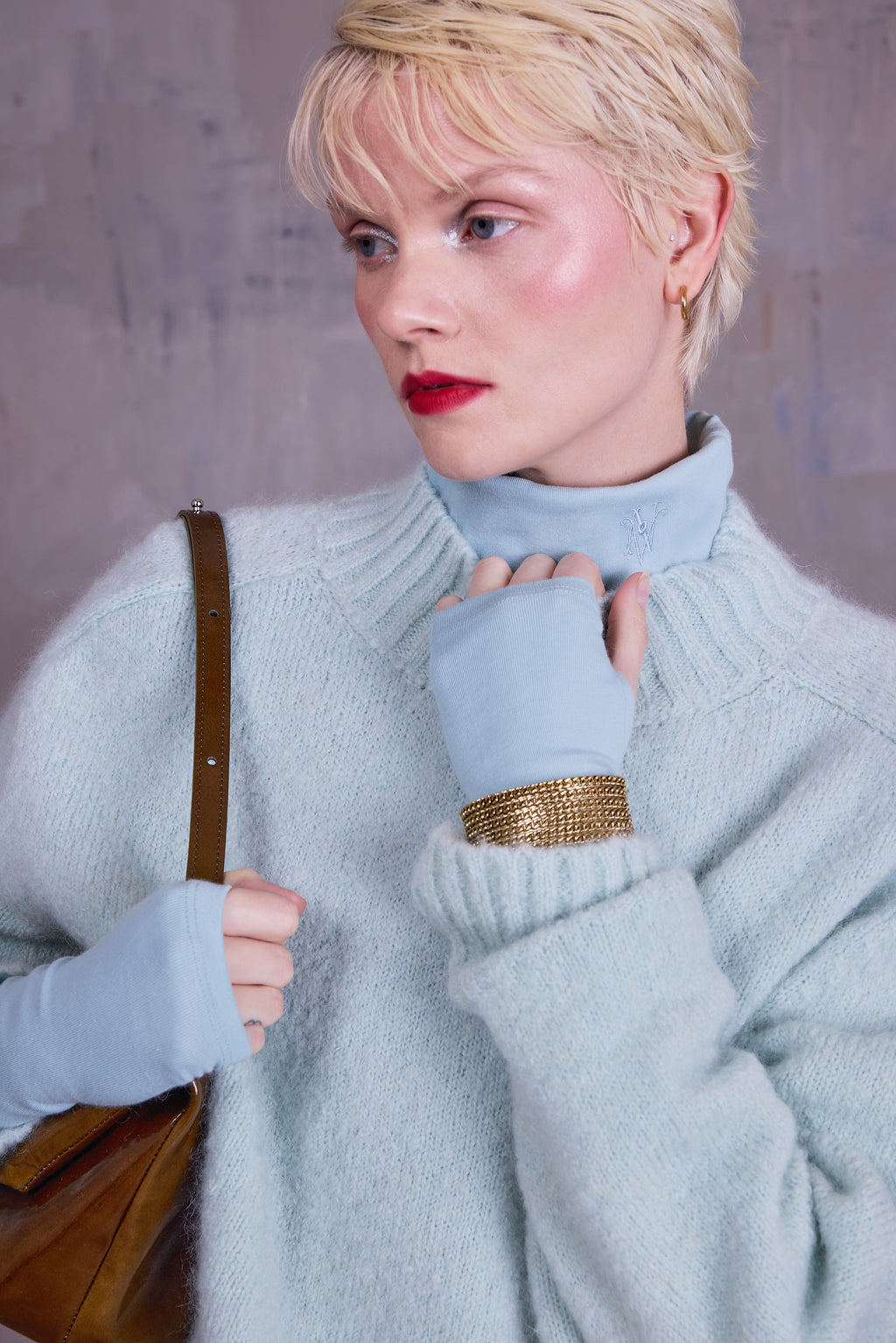 Gisely turtleneck T-shirt in misty sage