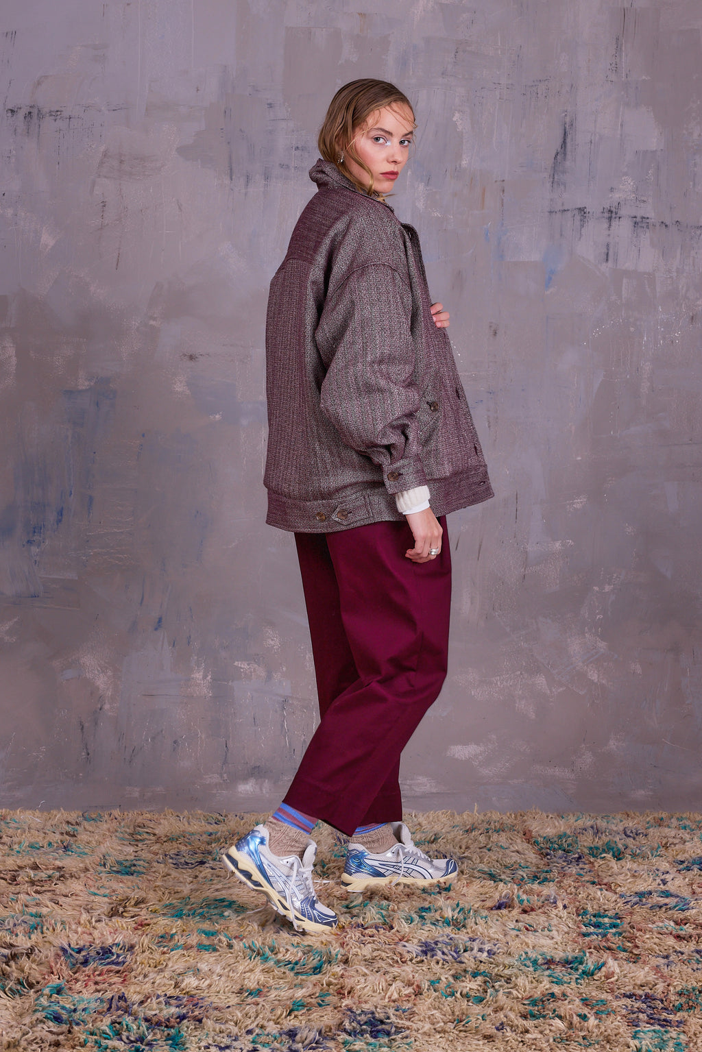 Gerrit jasje in merlot herringbone