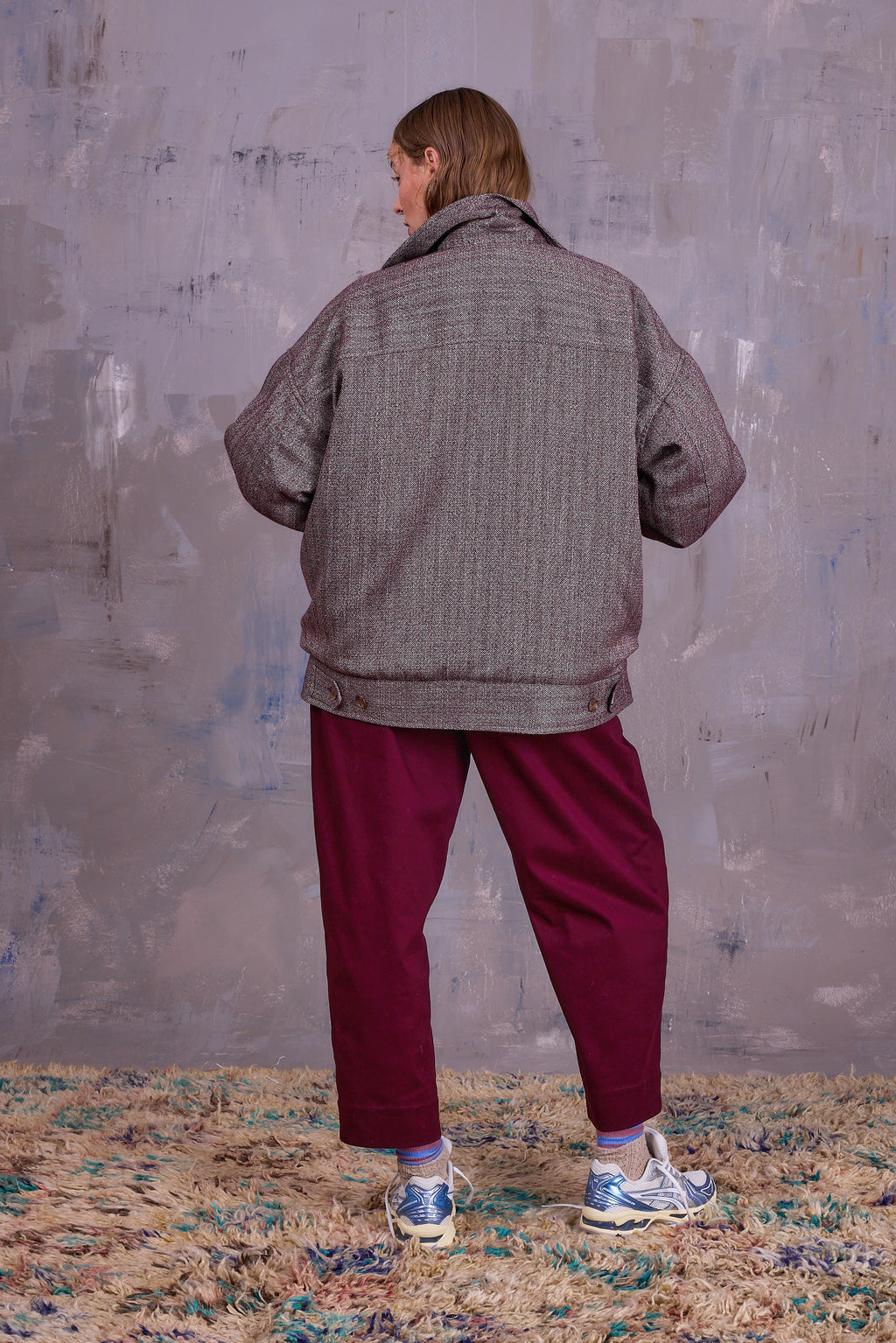 Gerrit jasje in merlot herringbone