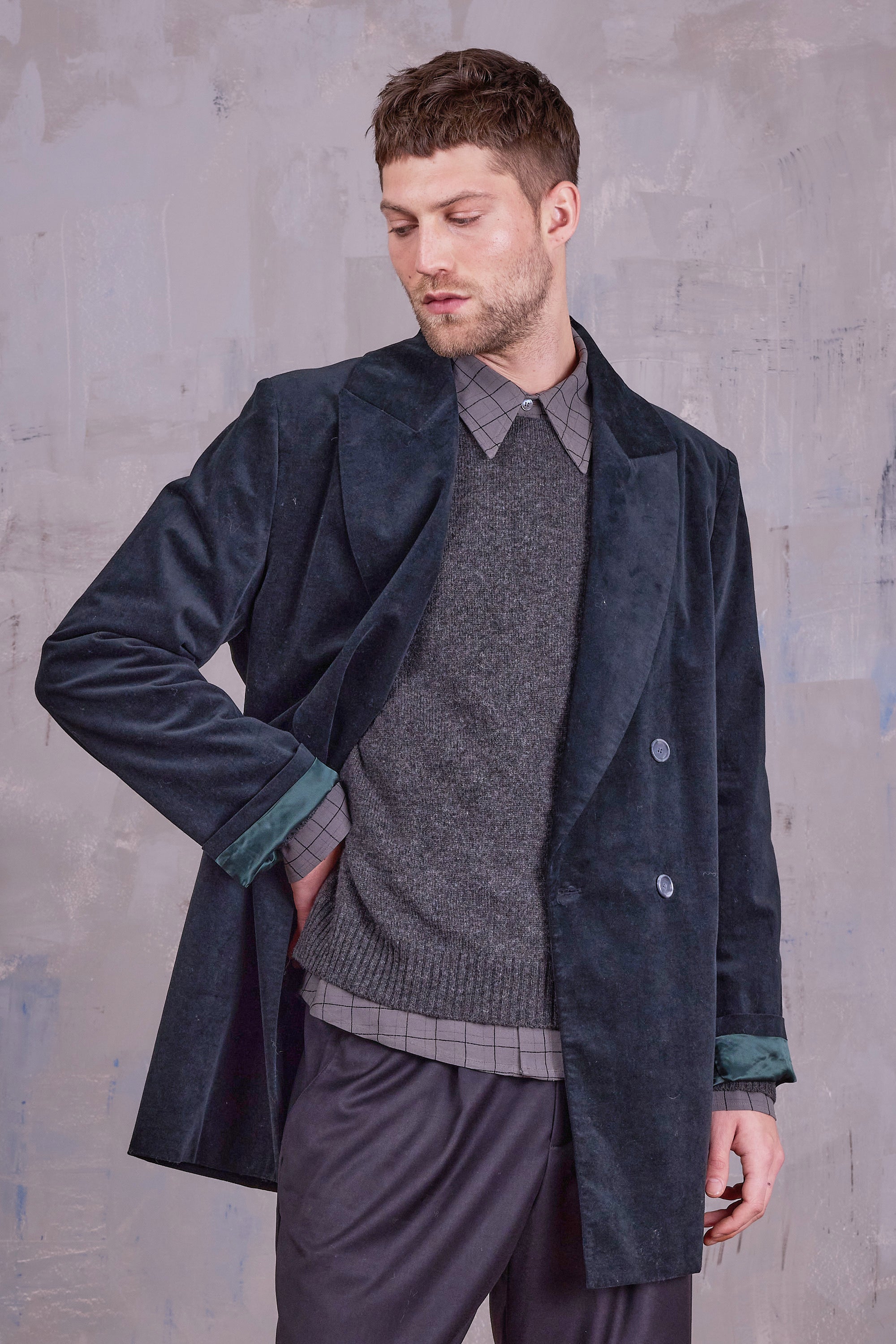 Gaspar jas in black forest velvet