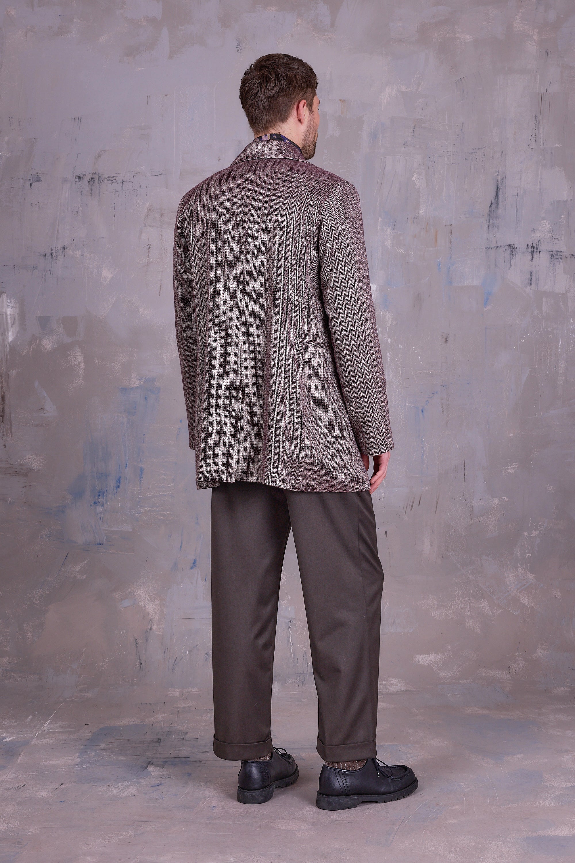 Gaspar jas in merlot herringbone