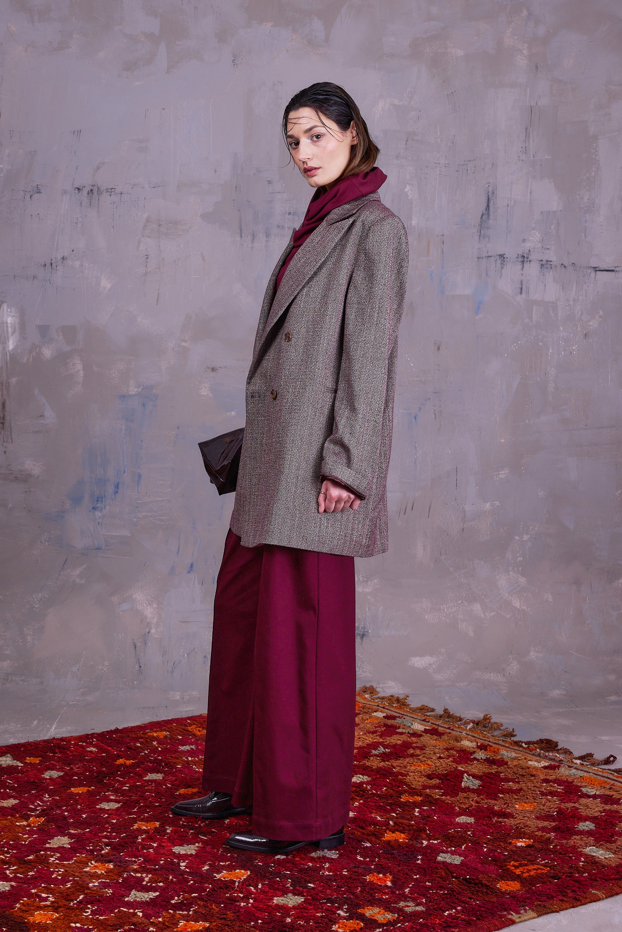 Gaspar jas in merlot herringbone