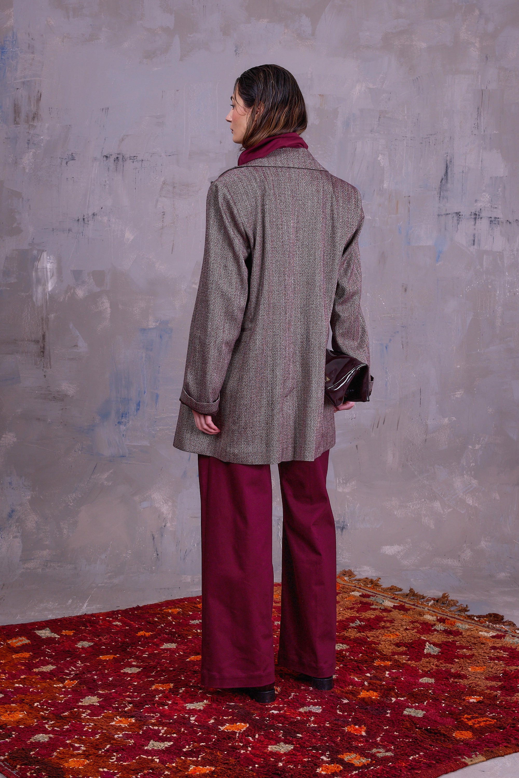 Gaspar jas in merlot herringbone