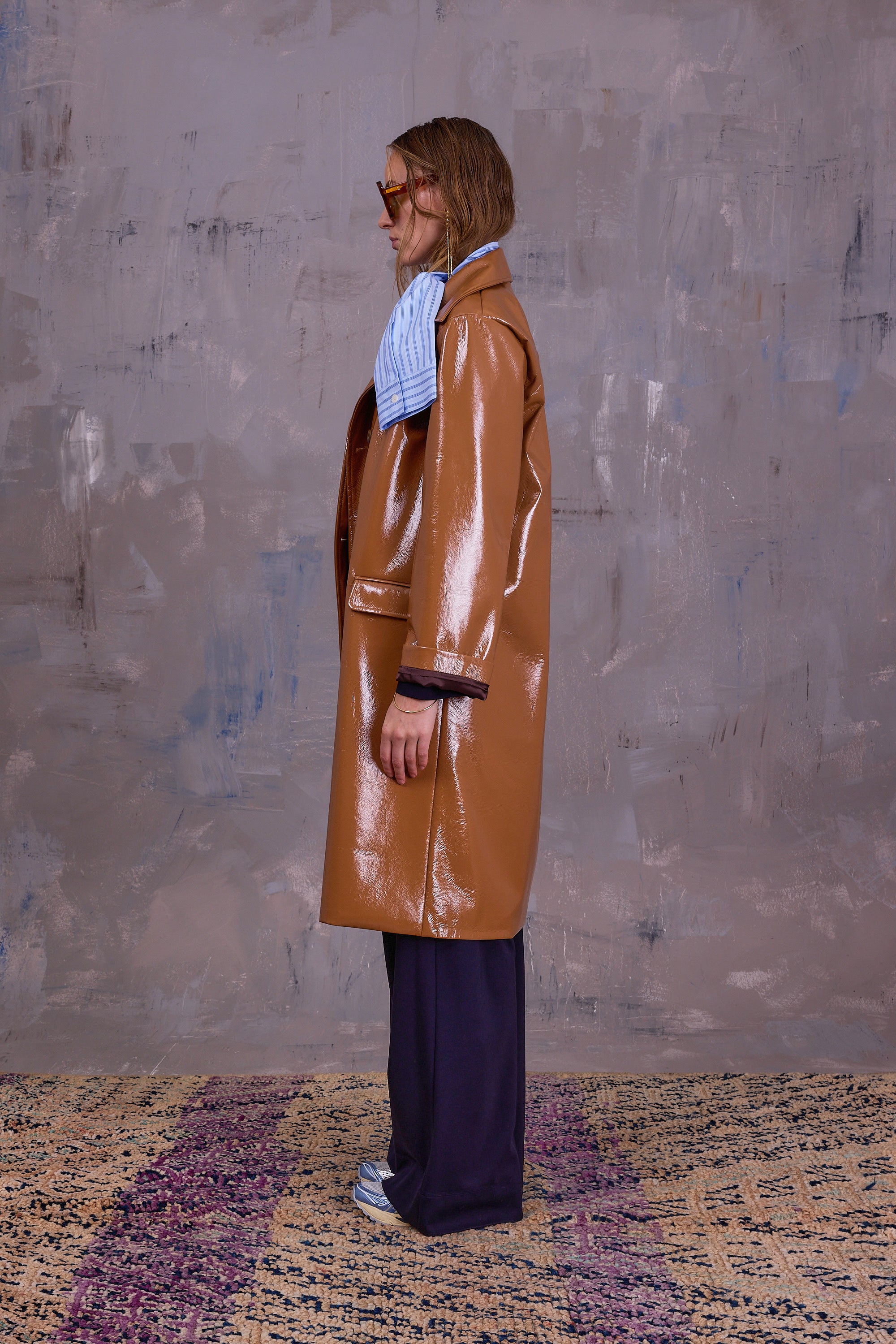 Gianni jas in camel faux leather