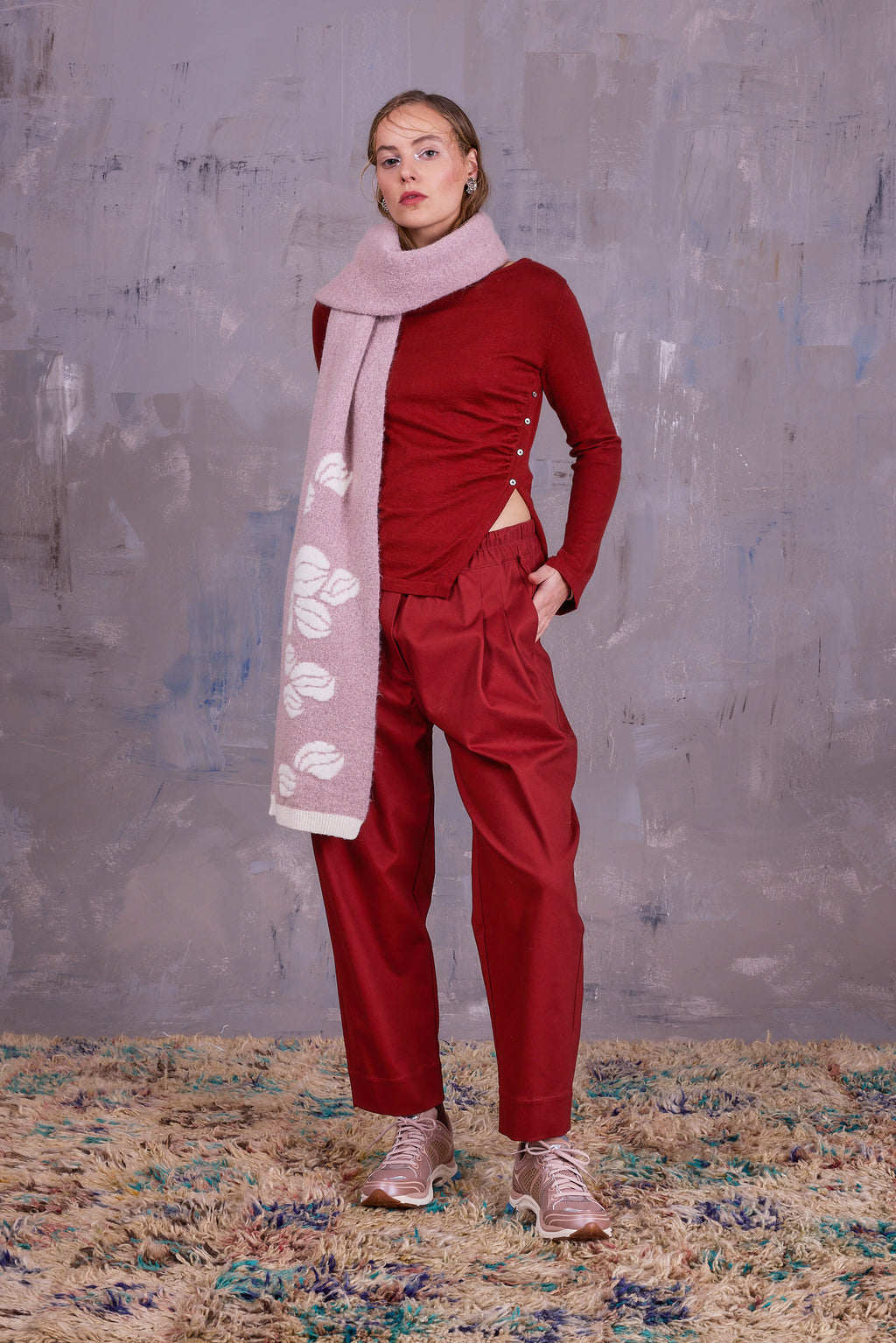 Geneviève sjaal in ecru en rose