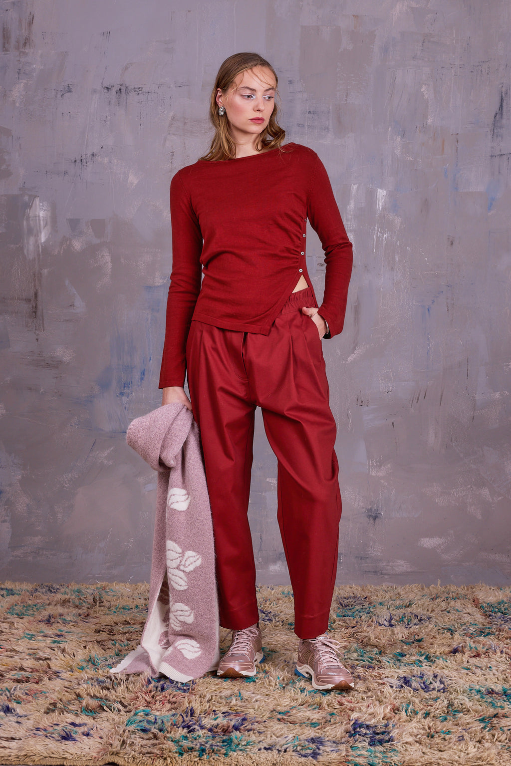 Geneviève sjaal in ecru en rose