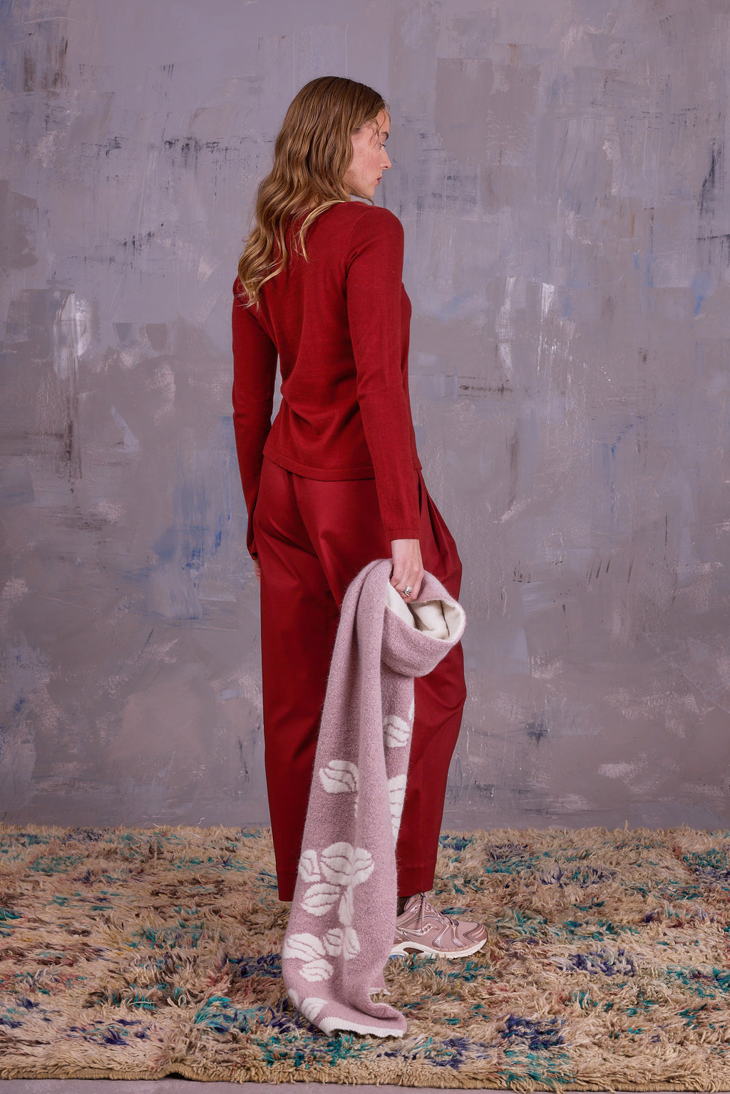 Geneviève sjaal in ecru en rose