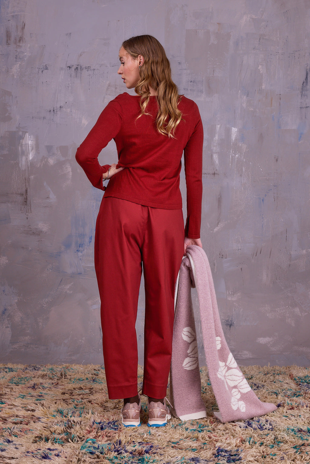 Geneviève sjaal in ecru en rose