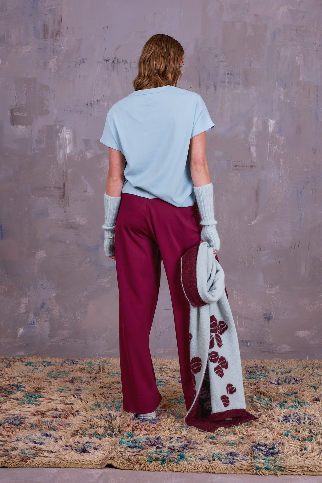 Geneviève sjaal in merlot en light aqua