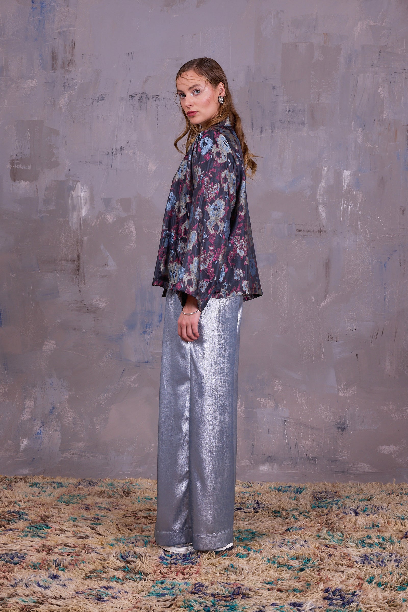 Freddy trousers in shiny silver