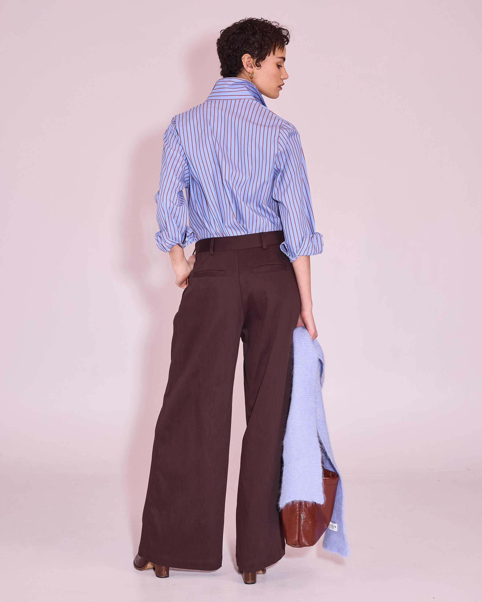 Julla blouse in cornflower blue / red