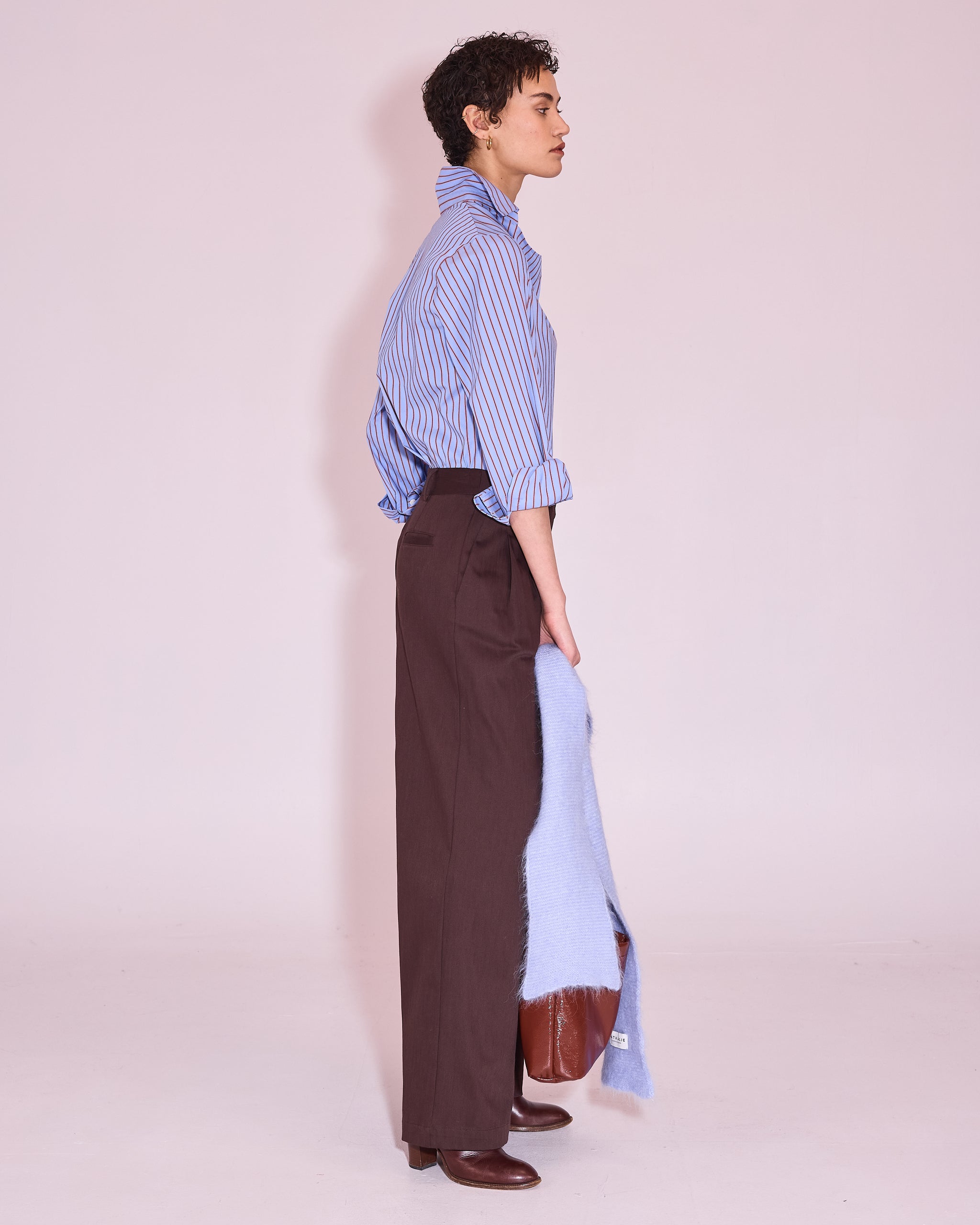 Julla blouse in cornflower blue / red