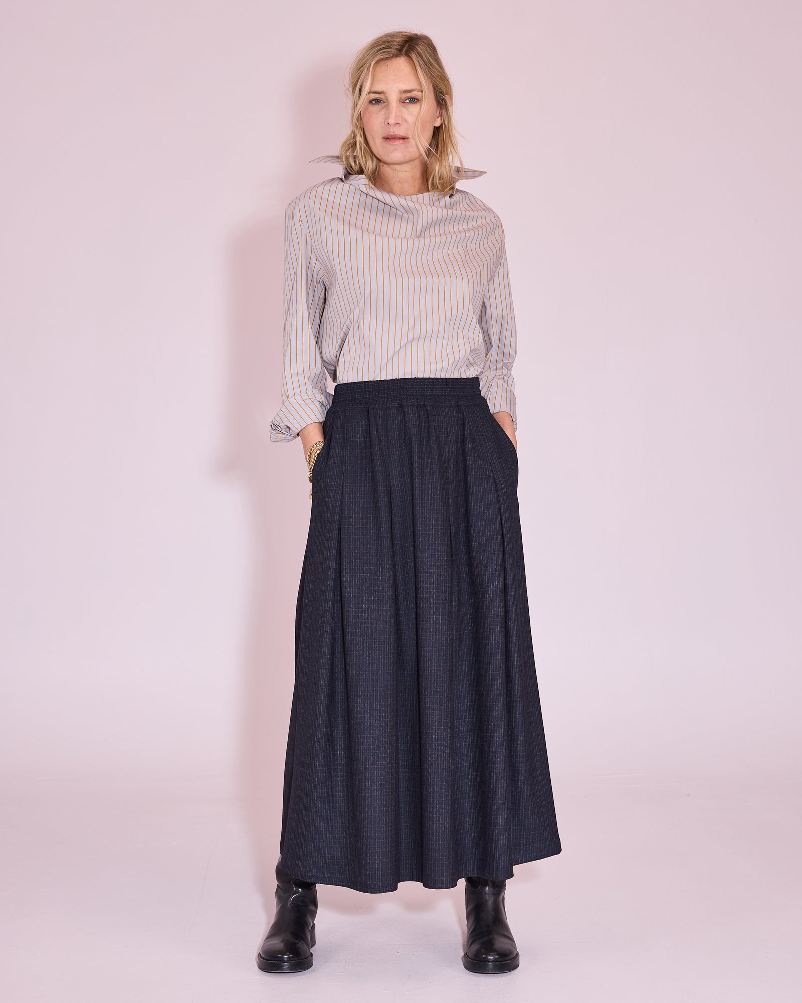 Julla blouse in harbor mist / mustard