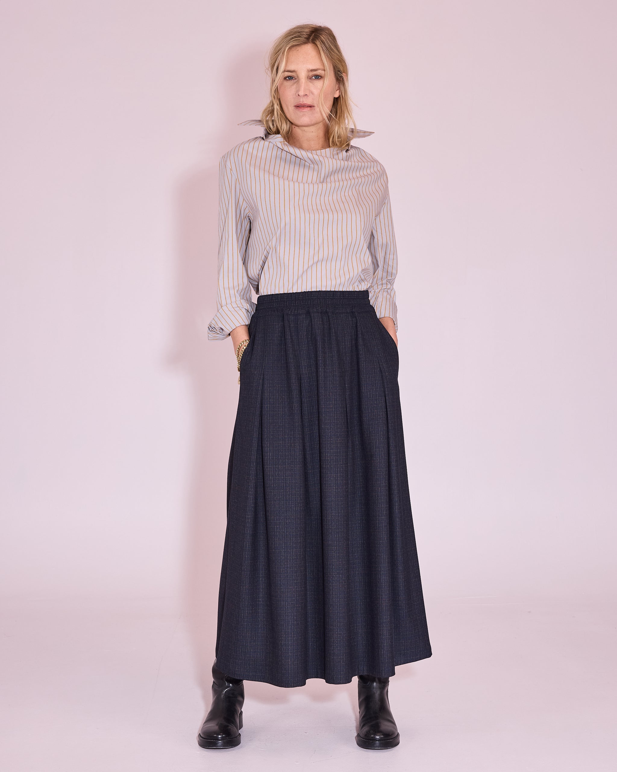 Julla blouse in harbor mist / mustard