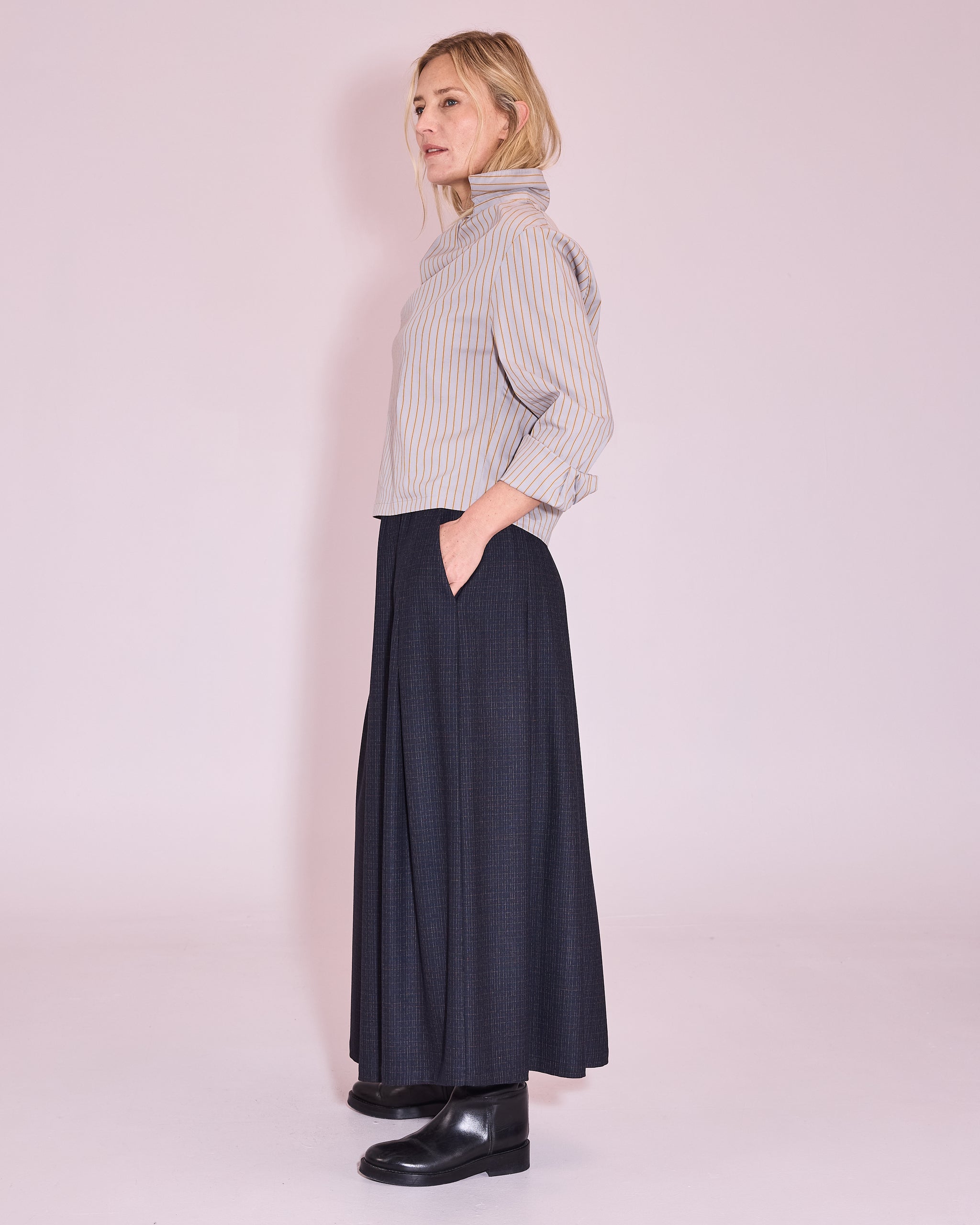 Julla blouse in harbor mist / mustard