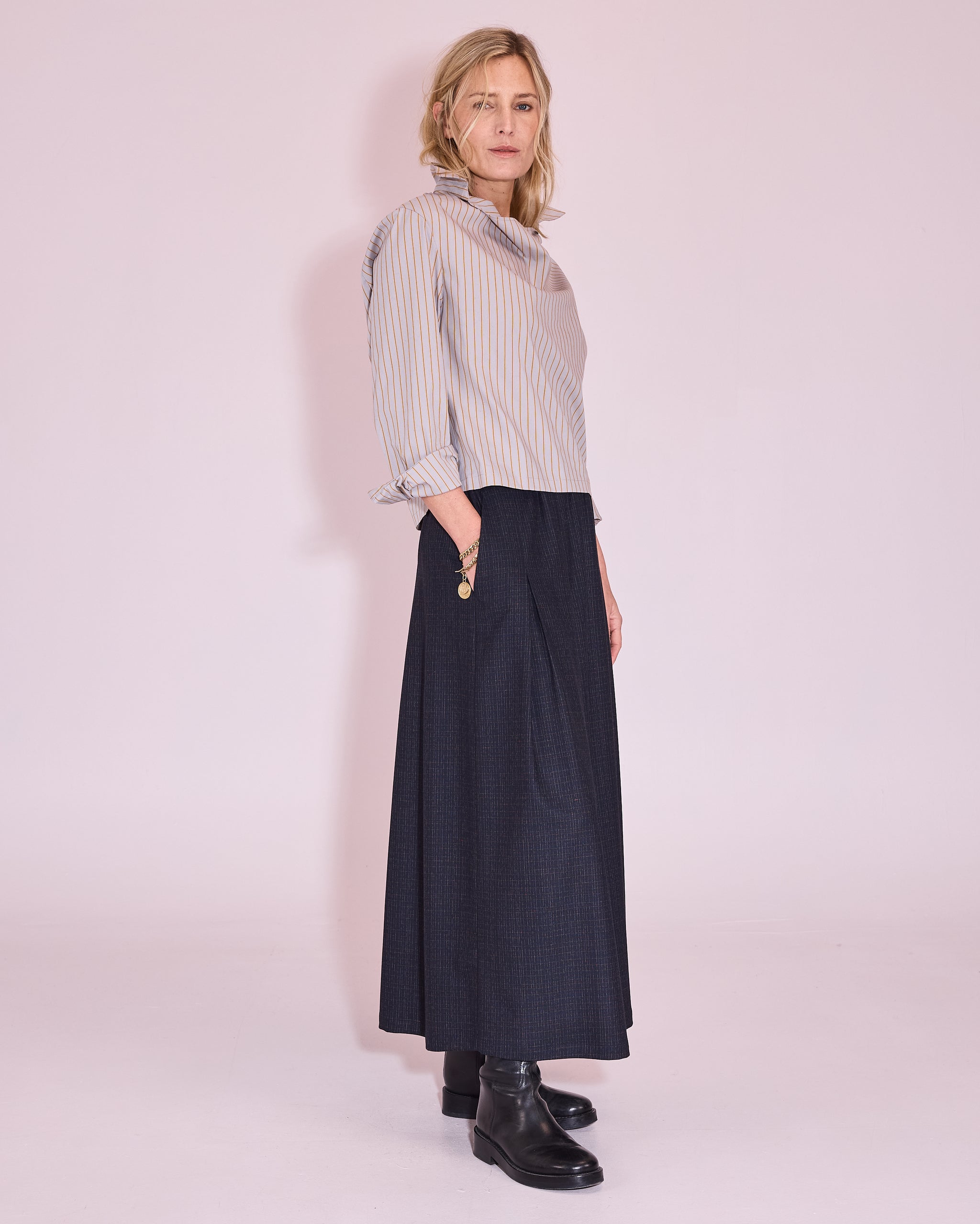 Julla blouse in harbor mist / mustard